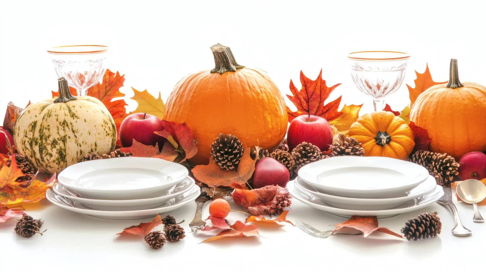 Elegant Thanksgiving Table Setting on White Background — free download from Dotvec