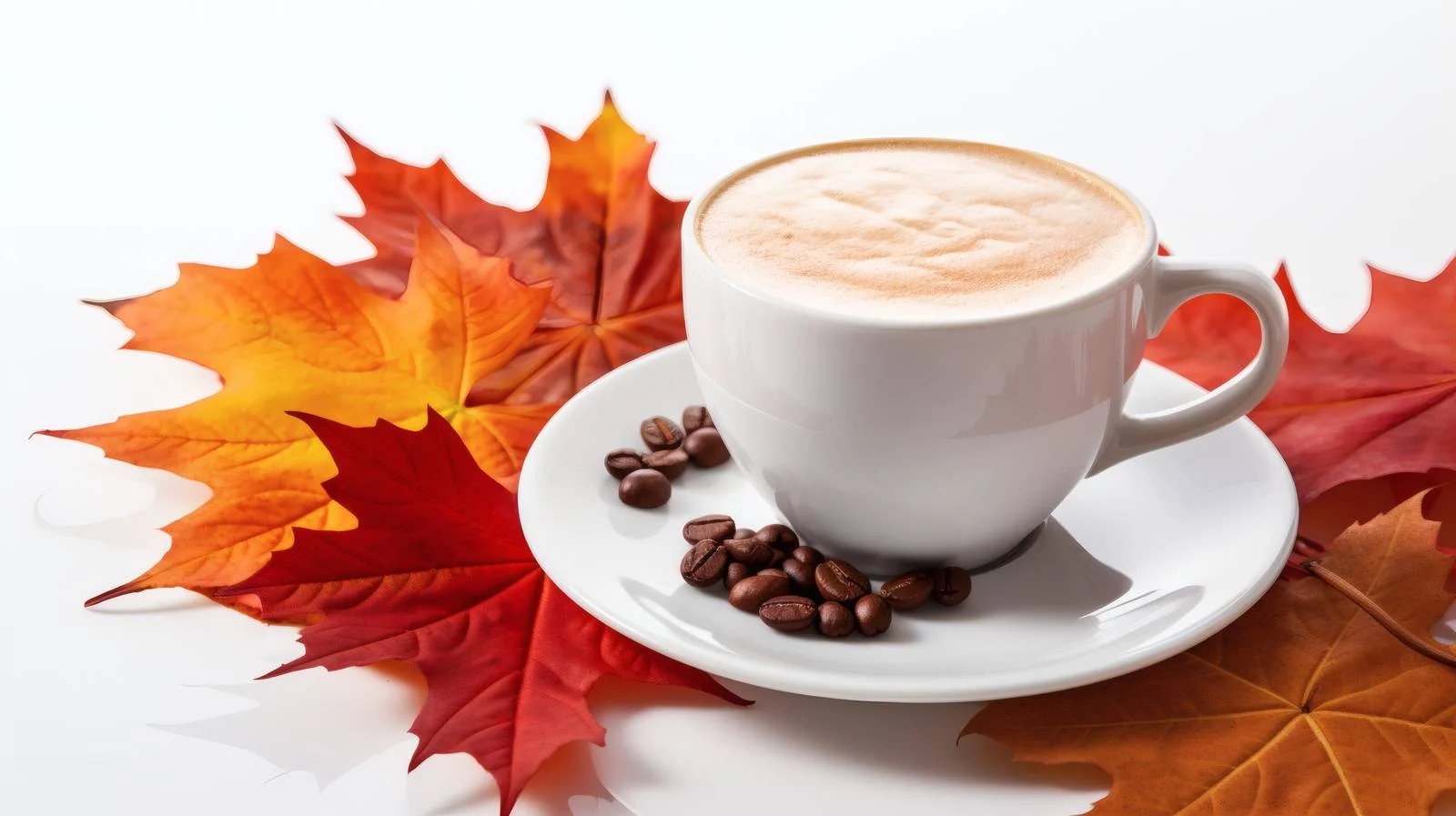 Autumn Coffee with Maple Leaves Background — free download from Dotvec
