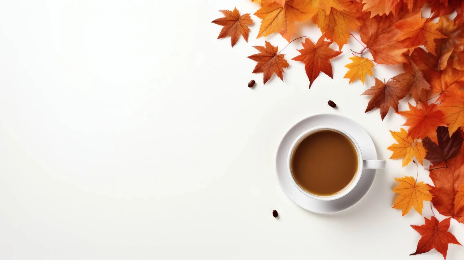 Autumn Coffee and Maple Leaf Composition — free download from Dotvec