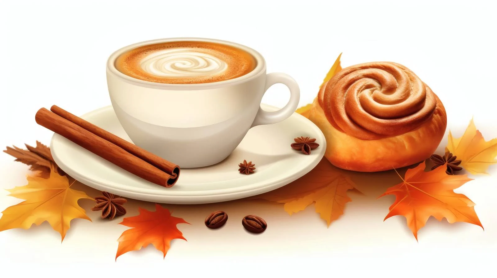 Cozy Autumn Scene with Cinnamon Bun — free download from Dotvec