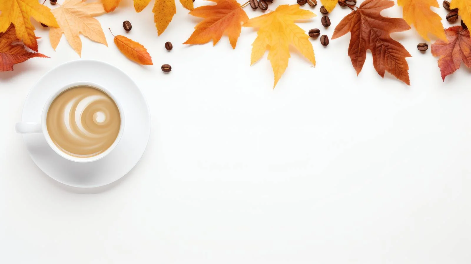 Seasonal Coffee and Leaves Composition — free download from Dotvec