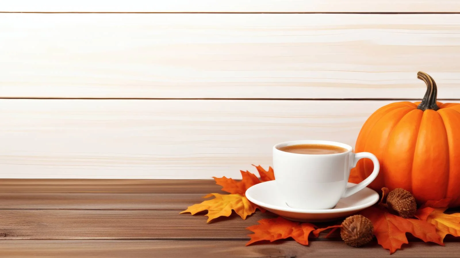 Elegant Autumn Scene with Coffee and Pumpkin — free download from Dotvec