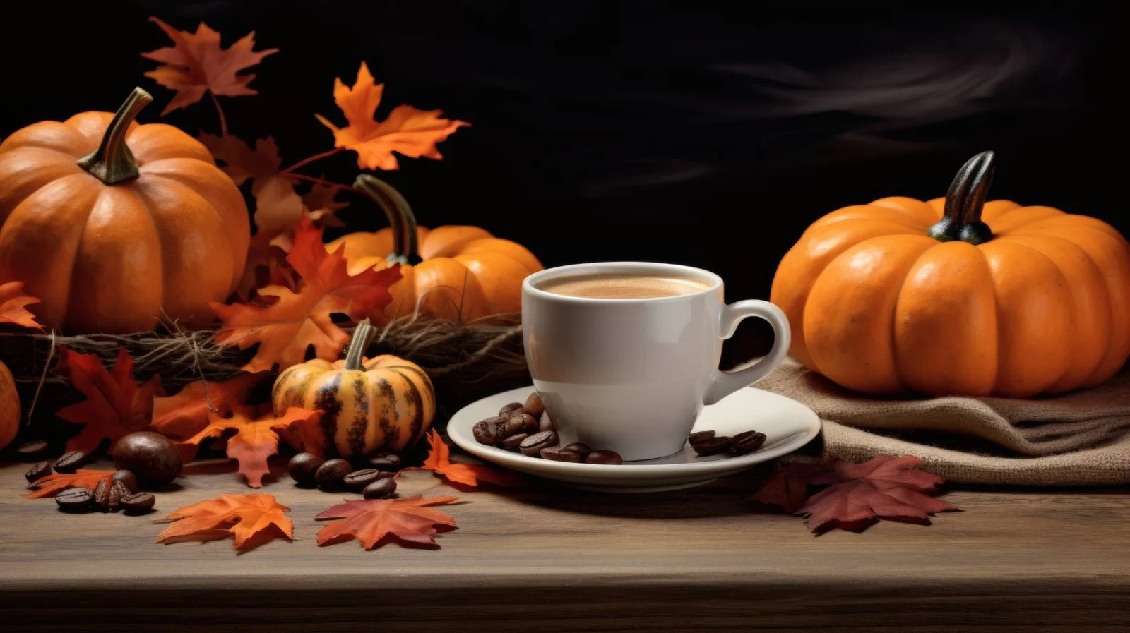 Cozy Autumn Scene with Coffee and Pumpkin — free download from Dotvec