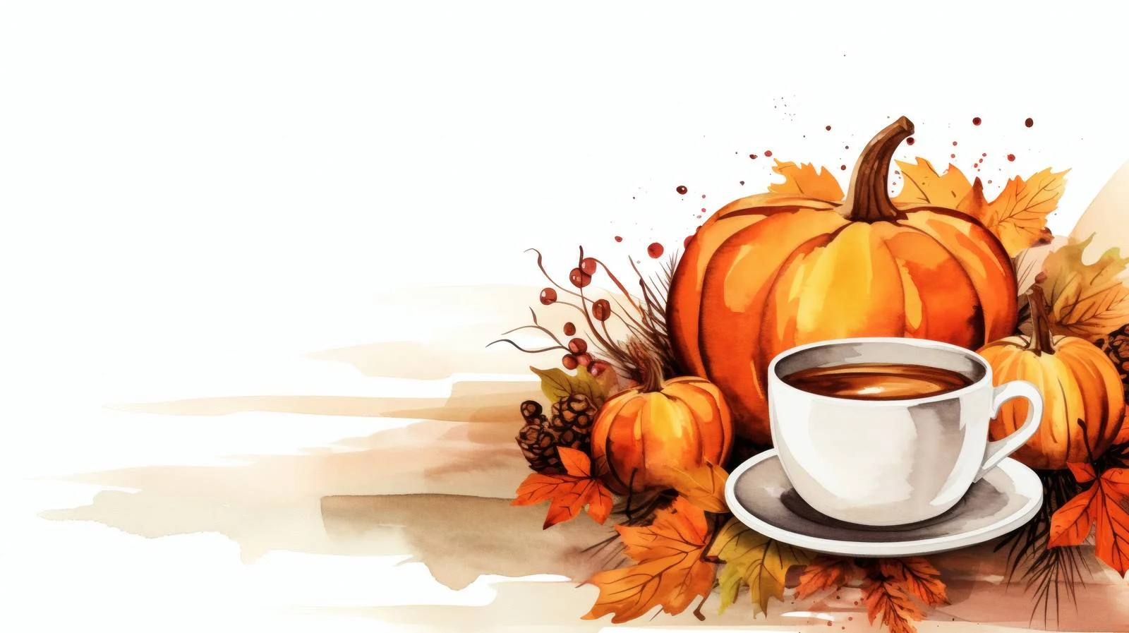 Cozy Autumn Setting with Coffee and Pumpkin — free download from Dotvec