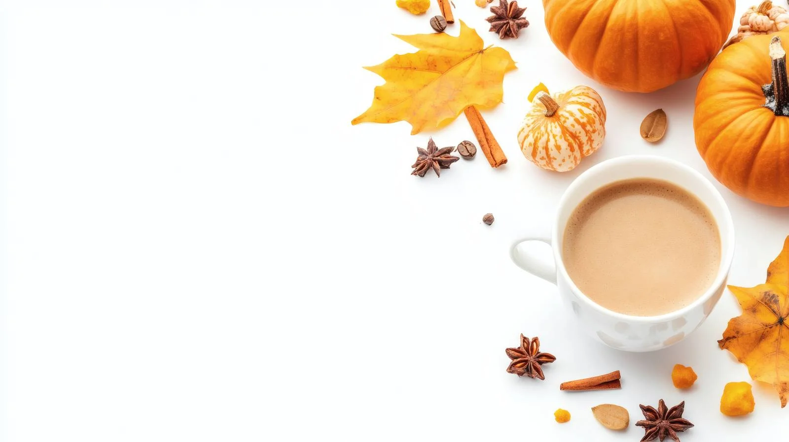 Rustic Autumn Scene with Pumpkin Spice Latte — free download from Dotvec
