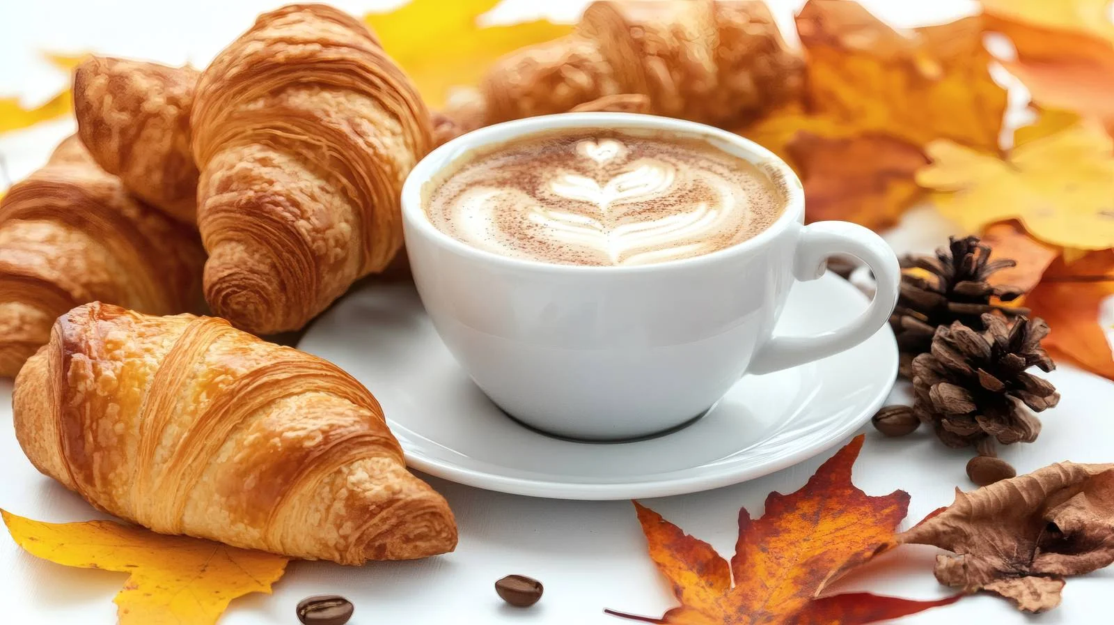 Autumn Morning Coffee and Croissants Setting — free download from Dotvec