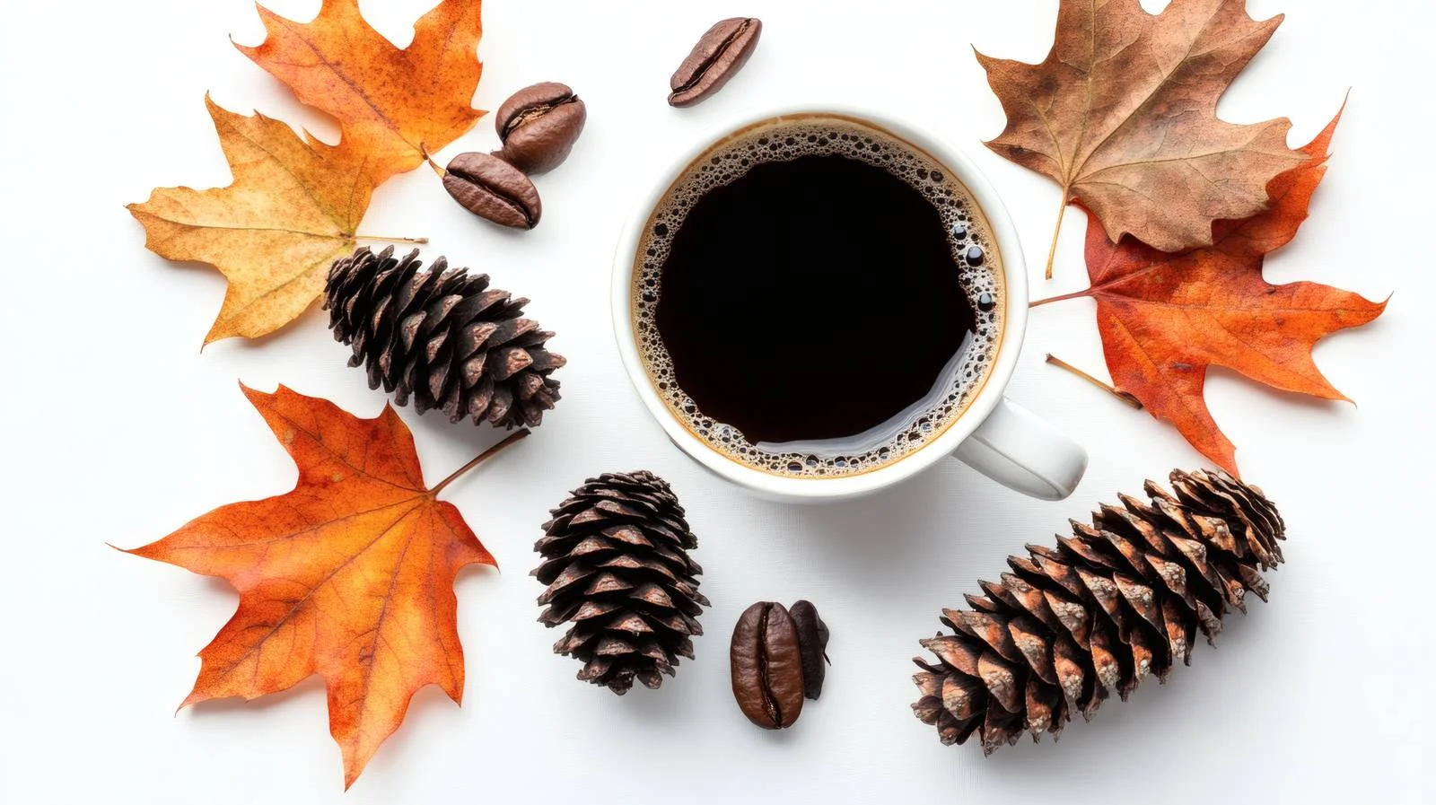 Coffee and Autumn Leaves Composition Still Life — free download from Dotvec