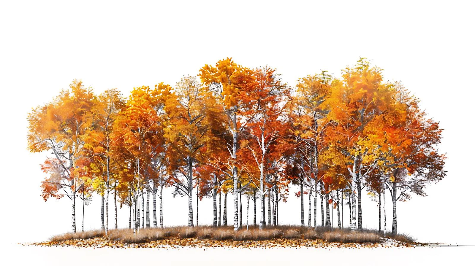 Autumnal Forest on White Background Scene — free download from Dotvec