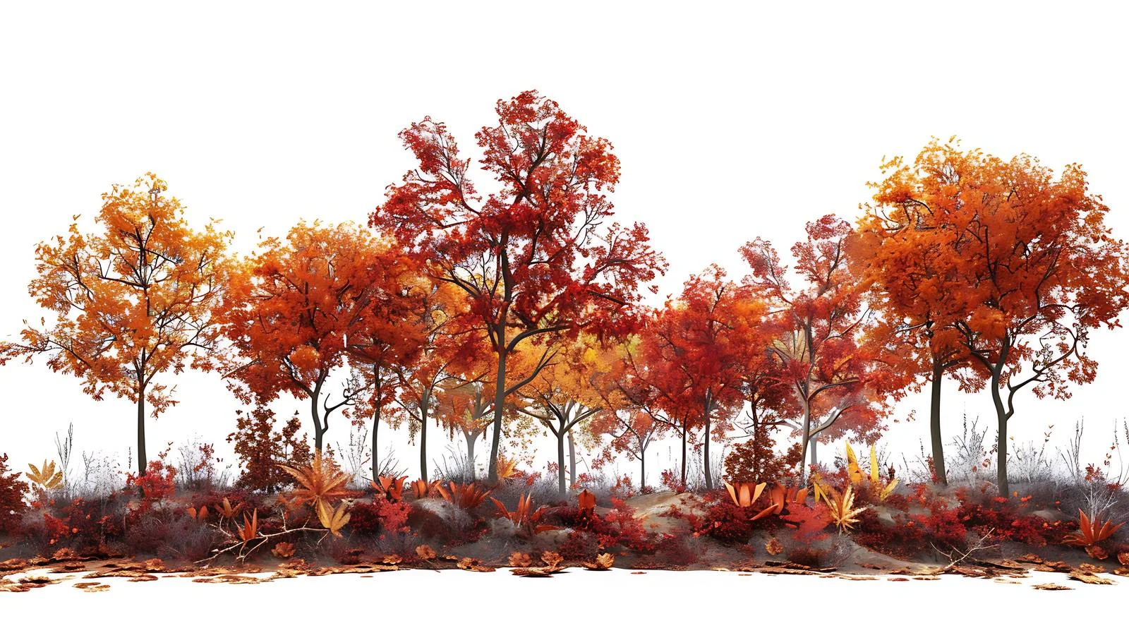 Serene Autumn Forest on White Screen — free download from Dotvec