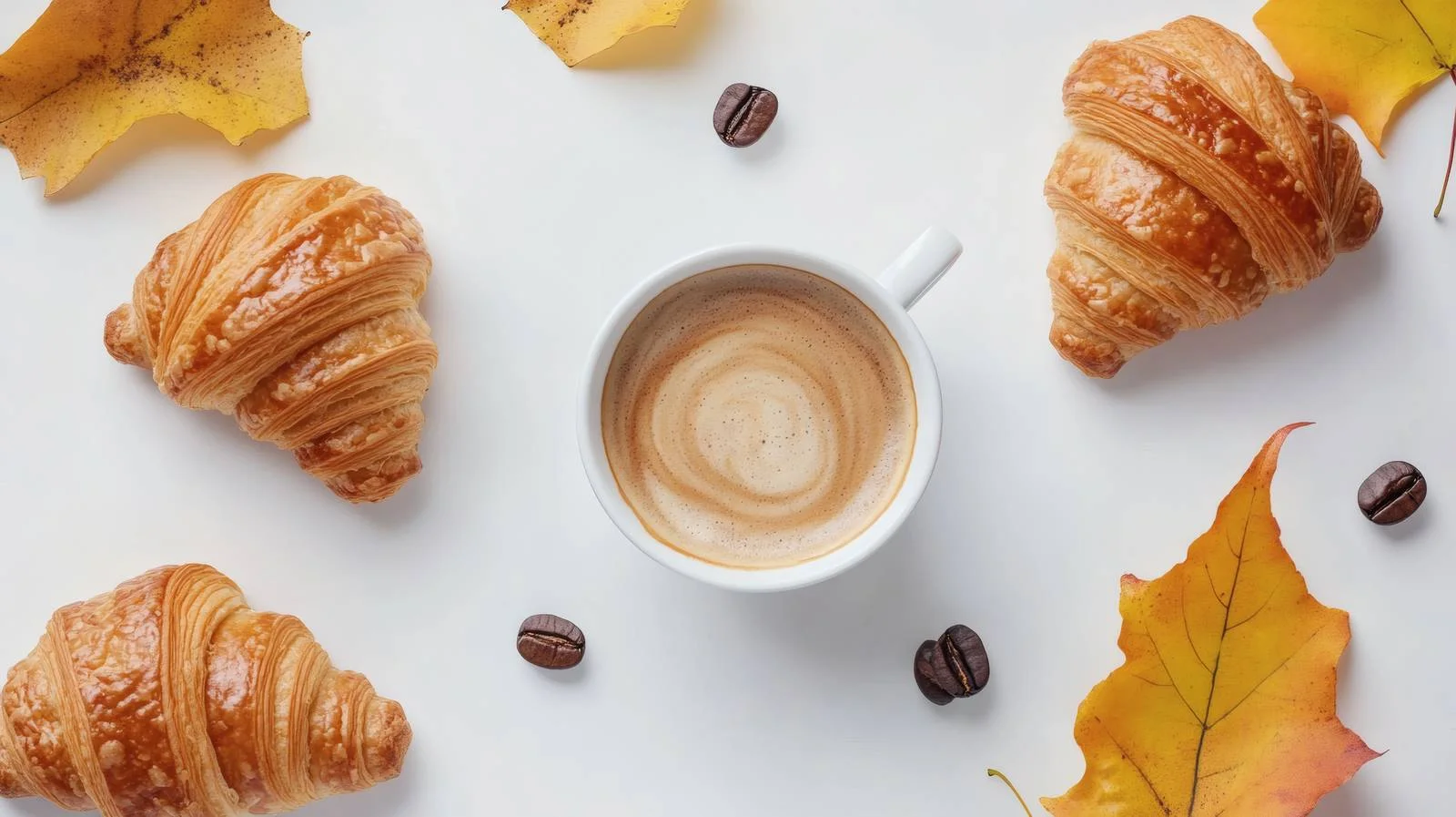Cozy Autumn Hygge Scene with Coffee and Croissants — free download from Dotvec