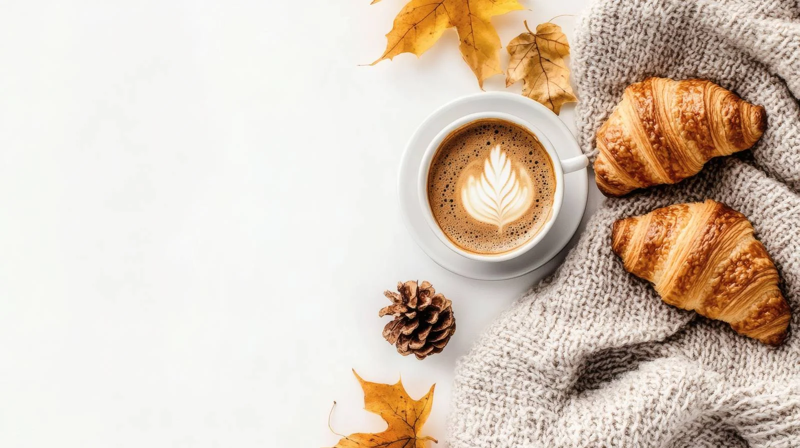 Cozy Autumn Coffee and Croissants Scene — free download from Dotvec