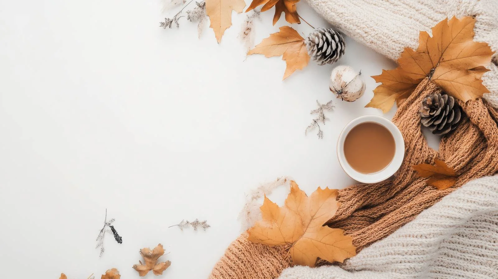 Cozy Autumn Hygge on White Background — free download from Dotvec