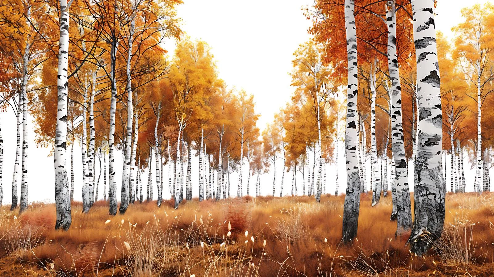Vibrant Birch Forest on White Background — free download from Dotvec