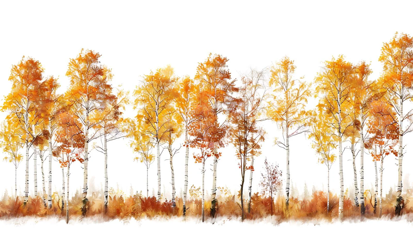 Birch Forest in Autumn on White Background — free download from Dotvec