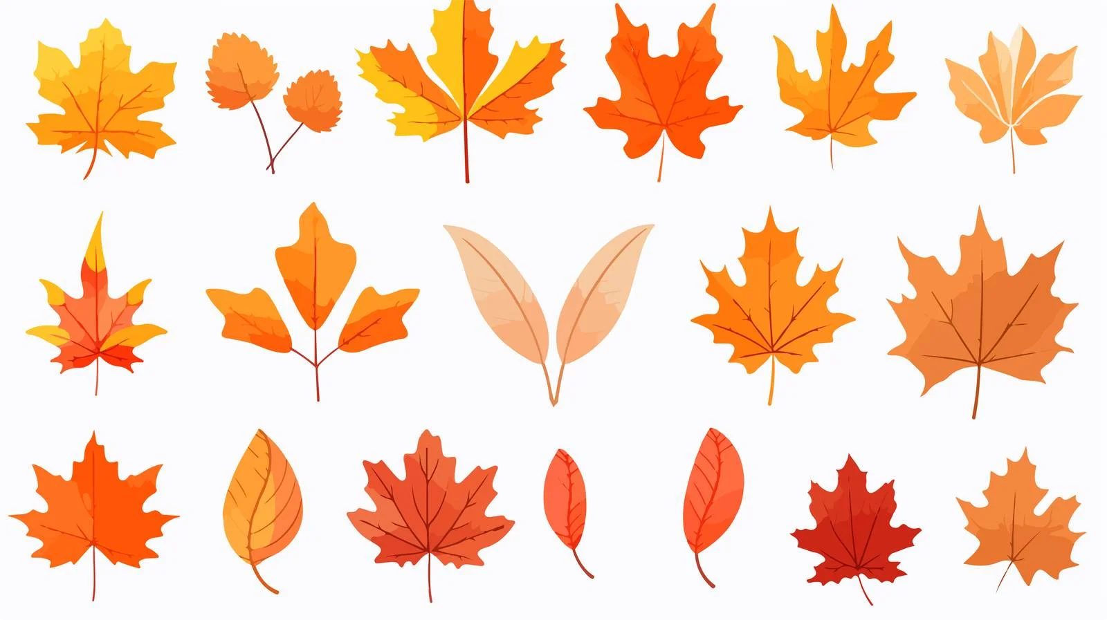 Orange Maple Leaves Collection in Autumn — free download from Dotvec