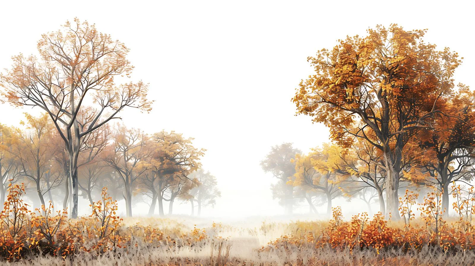 Serene Autumn Forest Morning White Background — free download from Dotvec