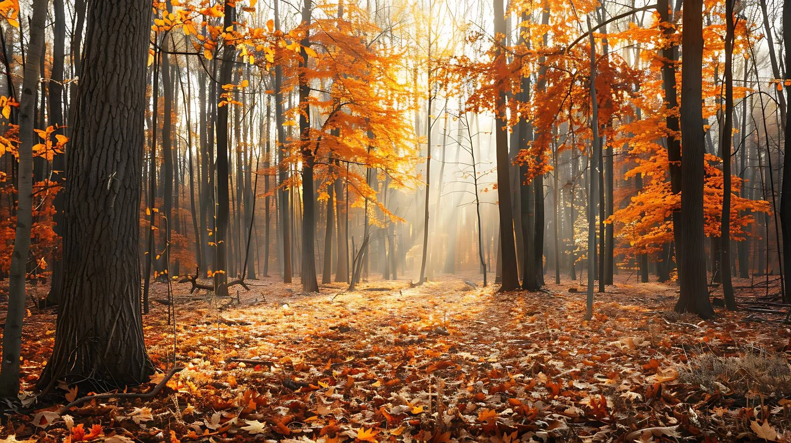 Serene Autumn Woods in White Isolation — free download from Dotvec