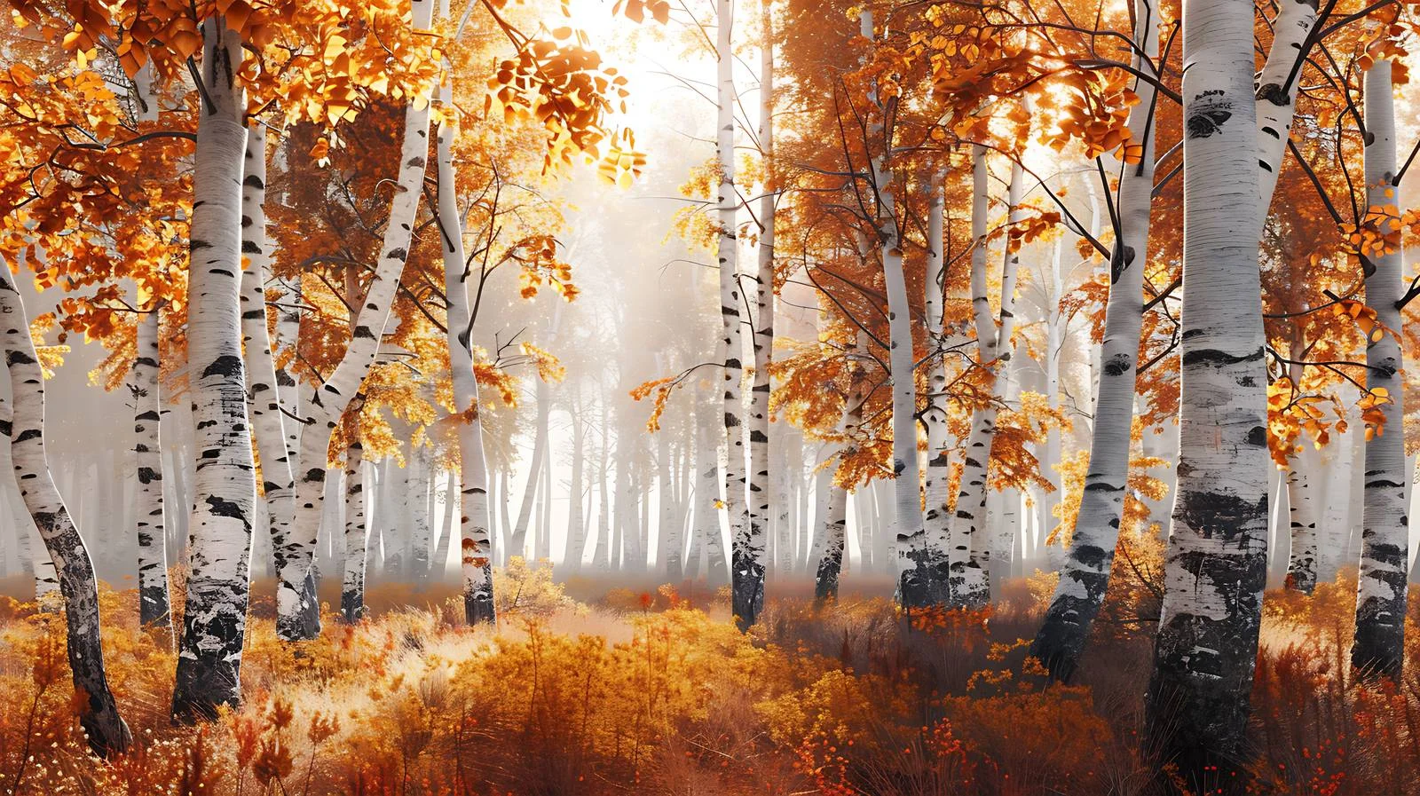 Serene Autumn Forest Morning on White — free download from Dotvec