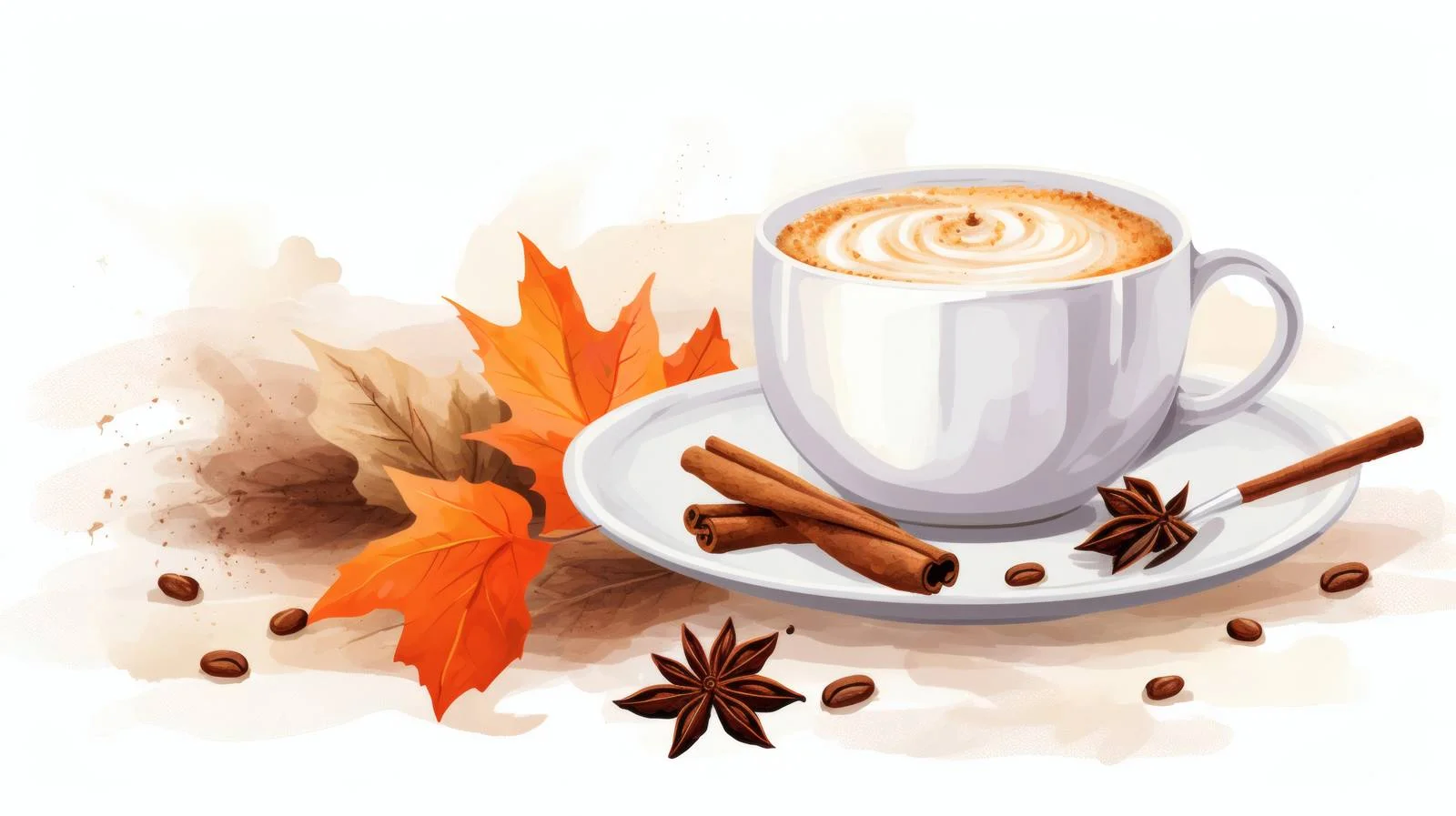 Fall Pumpkin Spice Coffee on White Background — free download from Dotvec
