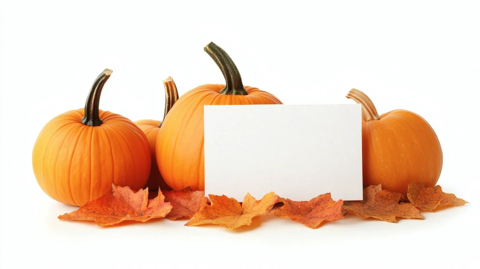 Fall Pumpkins with Blank Card on White Background — free download from Dotvec