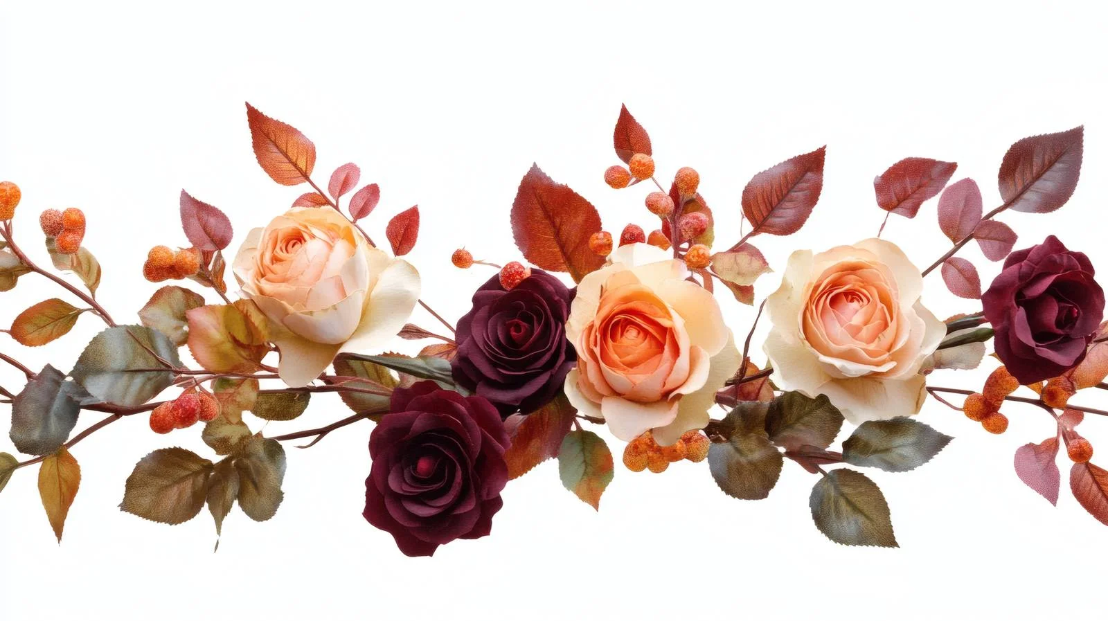 Elegant Autumn Rose Floral Arrangement on White Background — free download from Dotvec