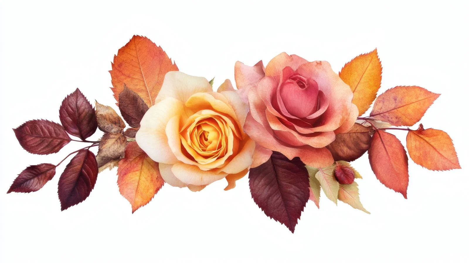 Elegant Autumn Rose Arrangement on White — free download from Dotvec