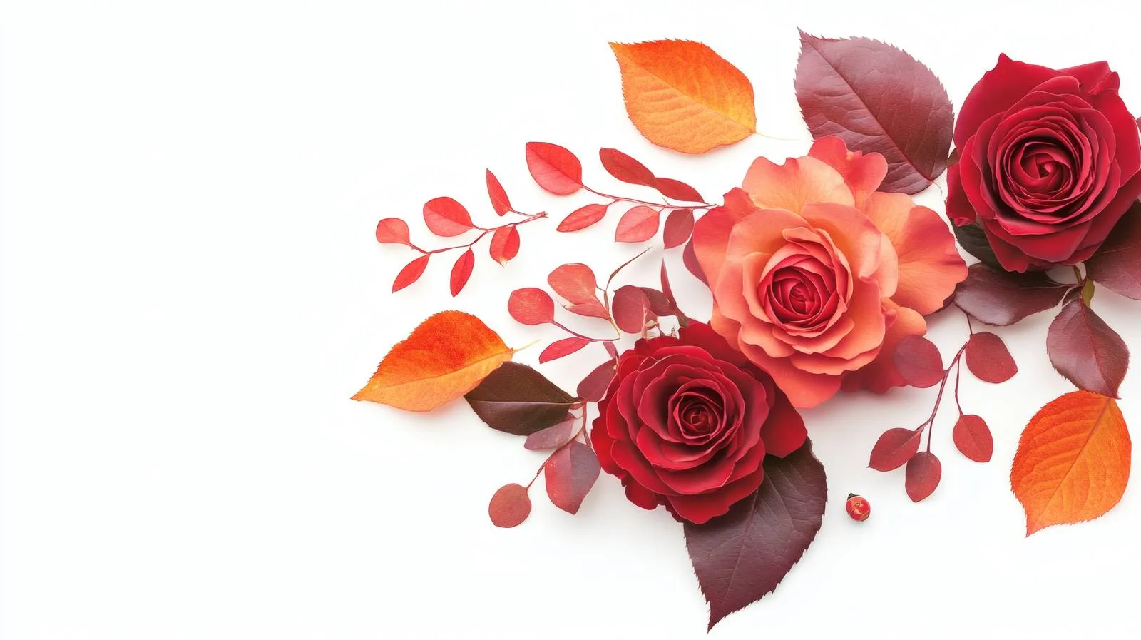 Elegant Autumn Rose Bouquet on White — free download from Dotvec