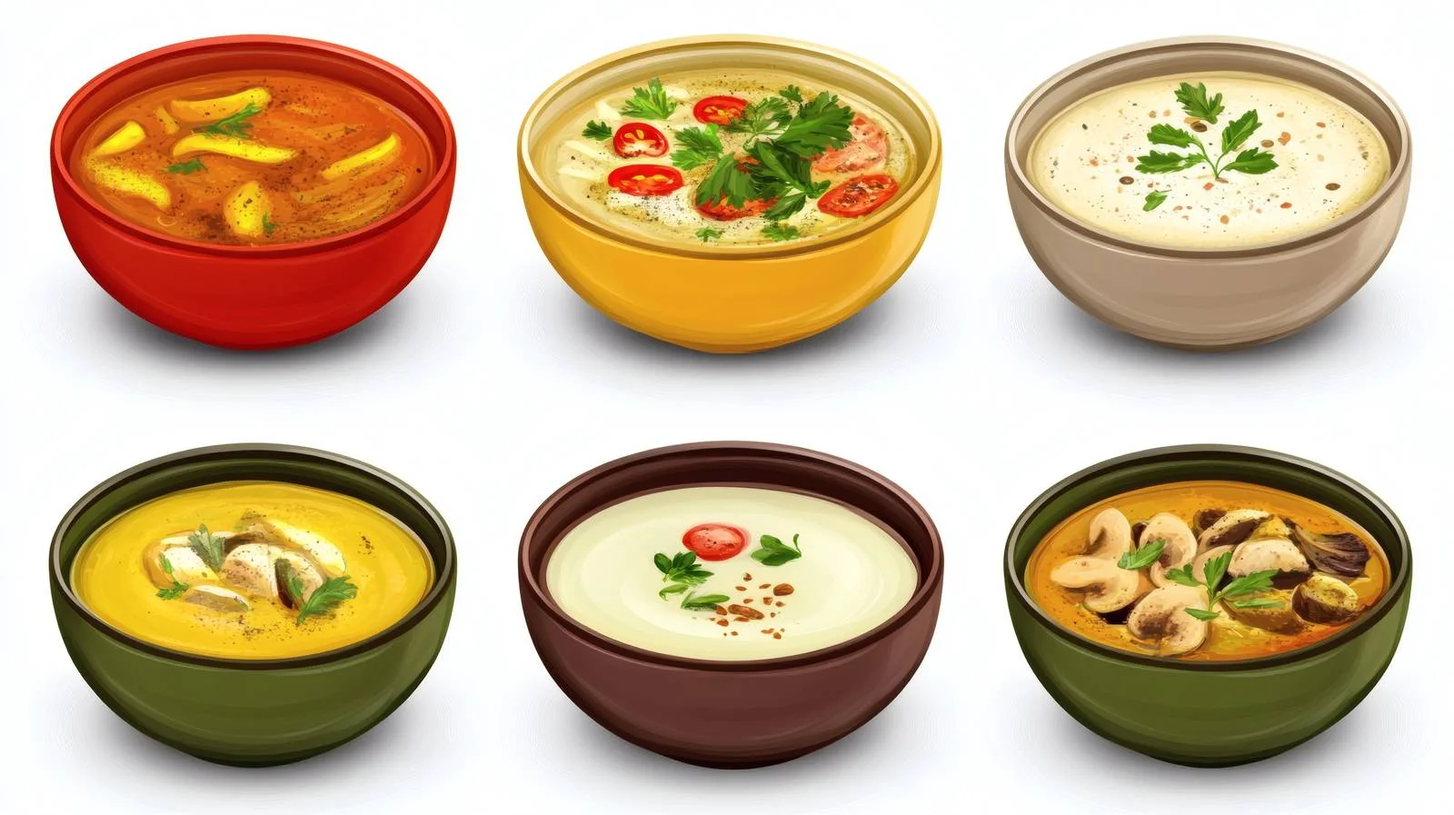 Autumn Vegetable Soup Collection on White — free download from Dotvec