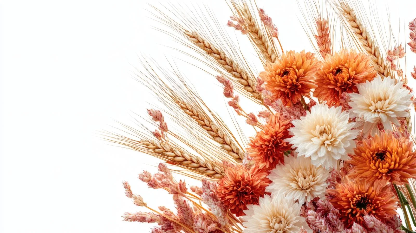 Elegant Autumn Wheat and Chrysanthemum Bouquet — free download from Dotvec