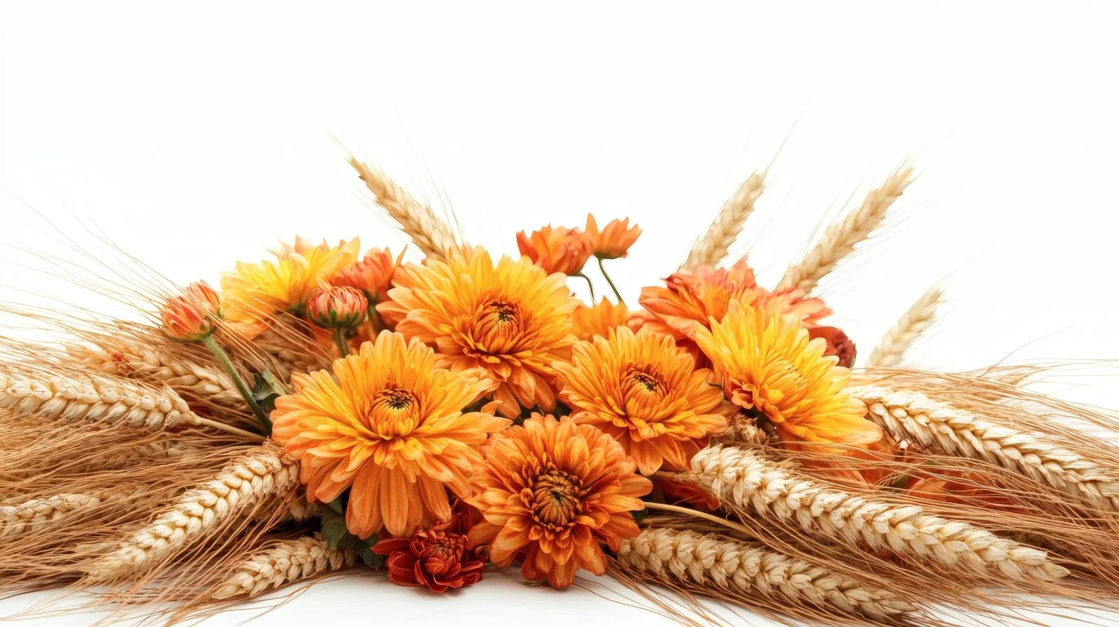 Elegant Autumn Wheat and Chrysanthemum Arrangement — free download from Dotvec