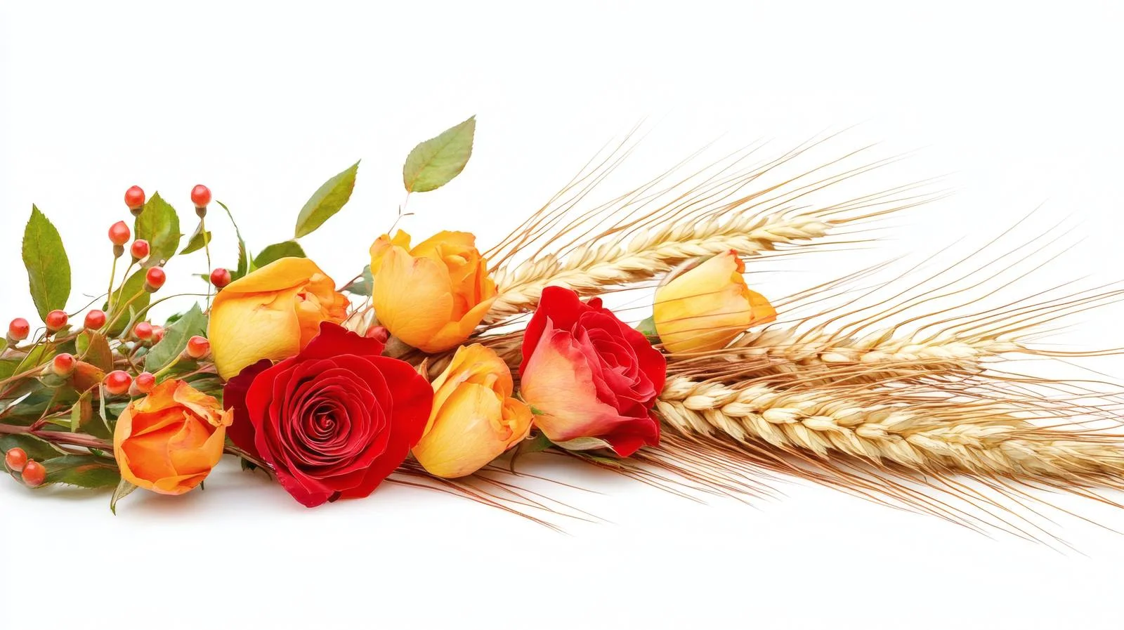 Elegant Autumn Wheat and Rose Arrangement — free download from Dotvec