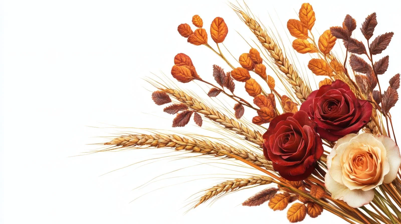 Elegant Autumn Wheat and Rose Display — free download from Dotvec