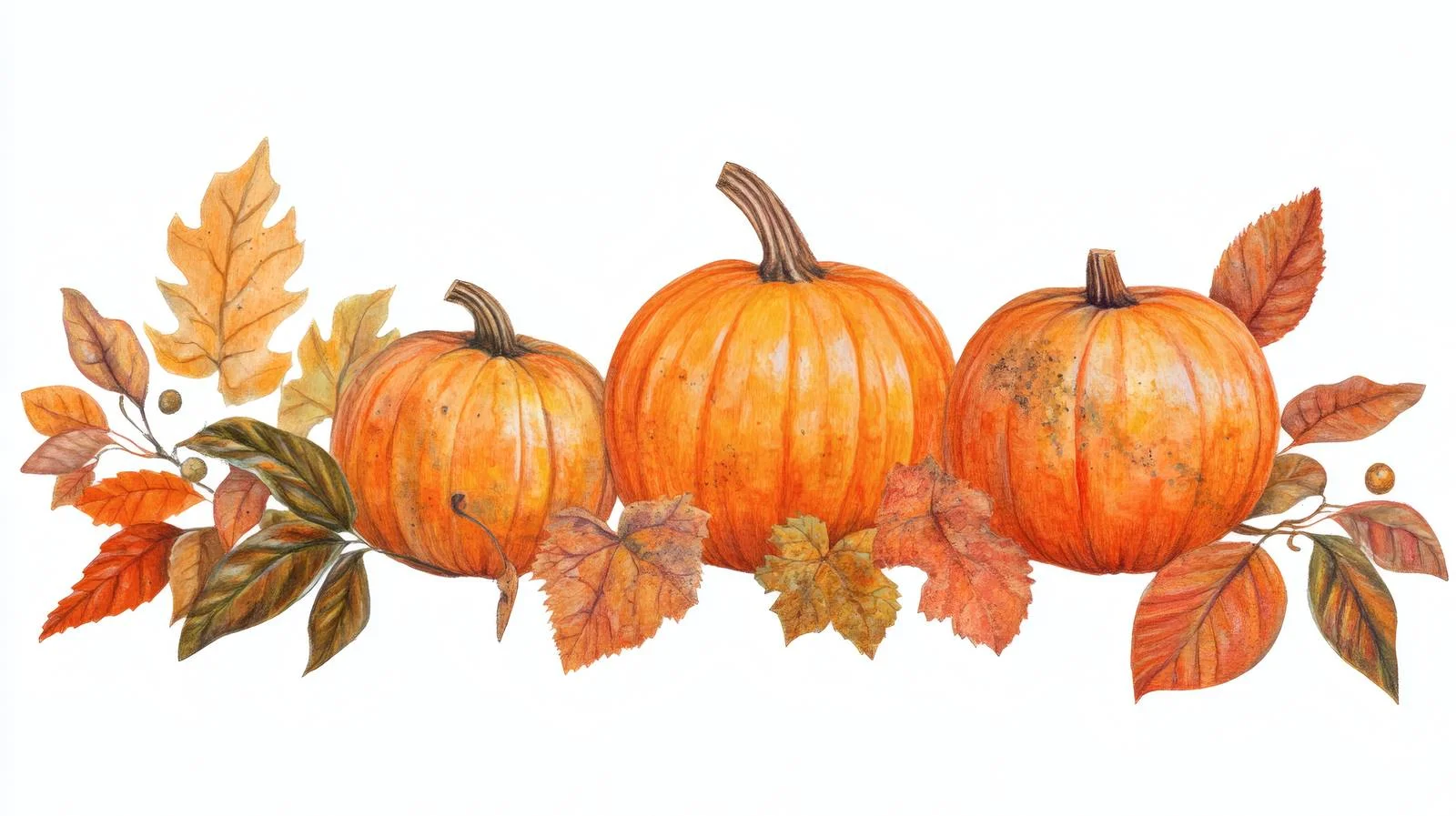 Harvest Aesthetic: Pumpkins and Leaves Composition — free download from Dotvec