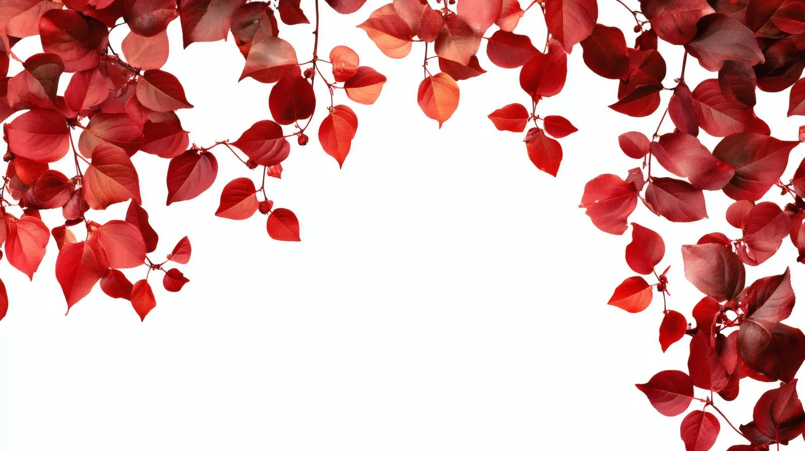 Vivid autumnal red leaves on white background — free download from Dotvec