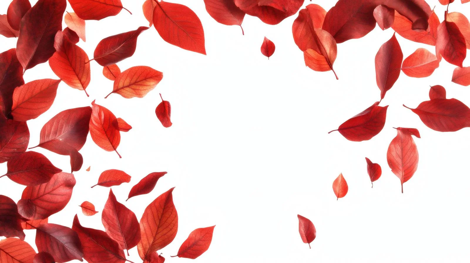 Vibrant Autumn Red Leaves on White Background – free saturated image from Dotvec