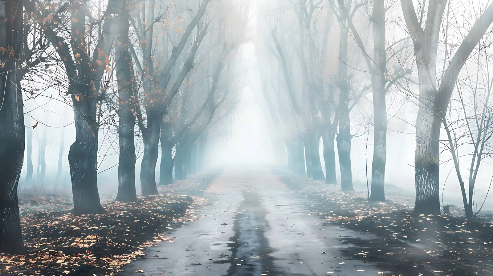 Enchanting Foggy Forest Path on White — free download from Dotvec