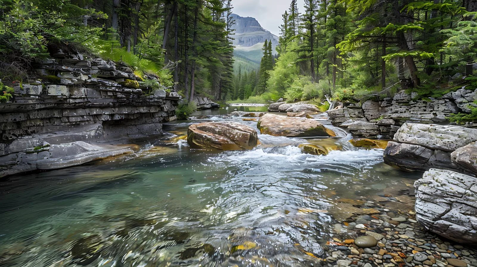 Tranquil Avlanche Creek at Glacier National Park — free download from Dotvec