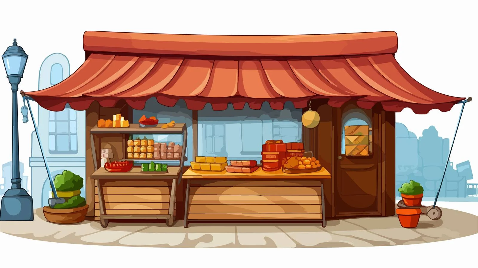 Street Stall Vector Landscape Background — free download from Dotvec