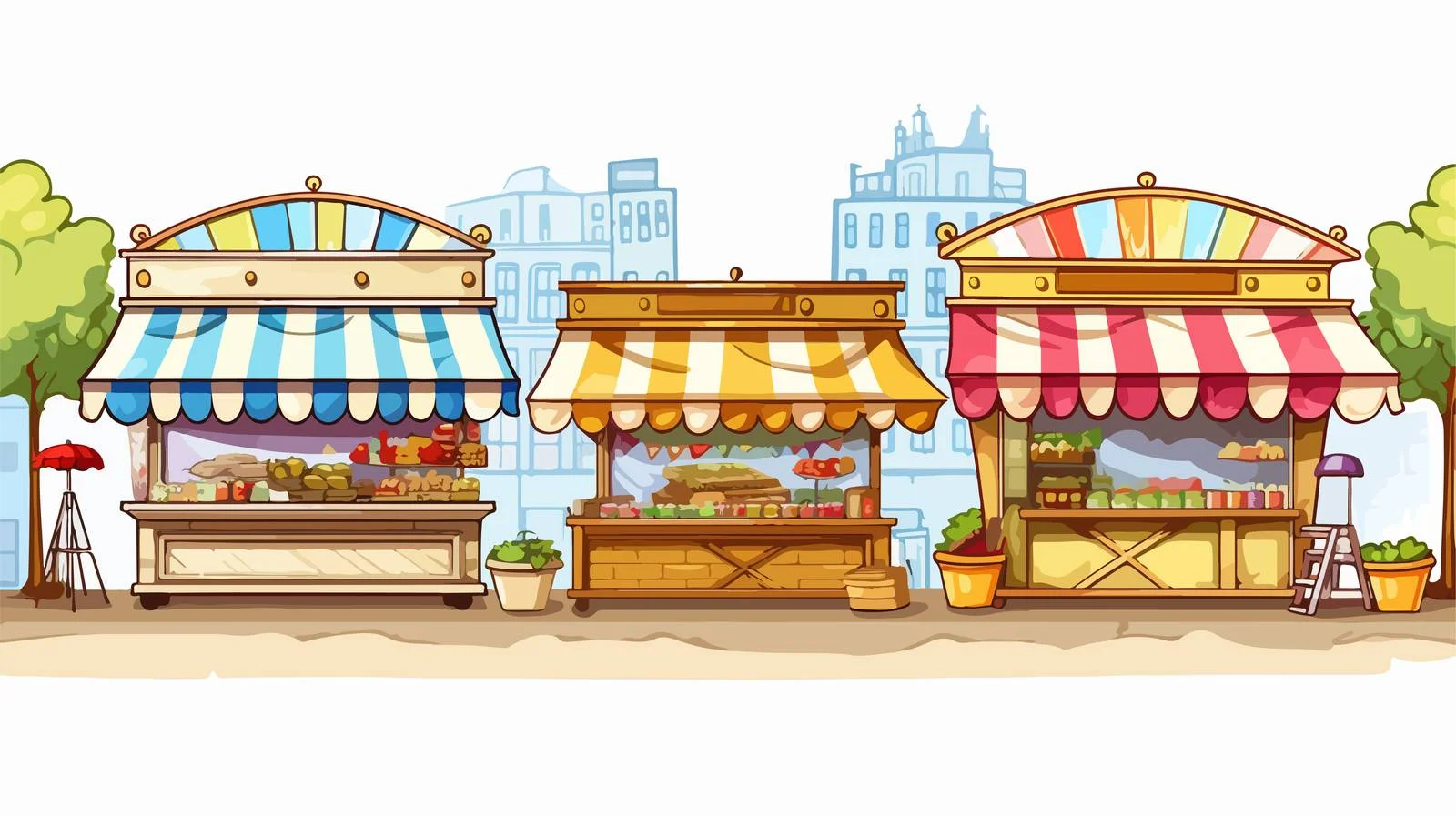 Urban Street Vendor Scene Vector Illustration — free download from Dotvec