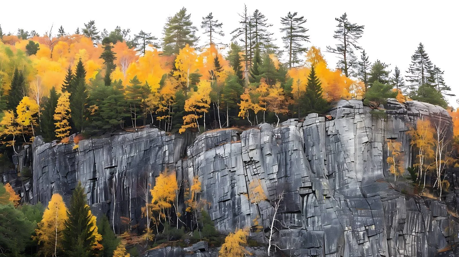 Sunlit Pine Forest Overlooking Autumn Trees — free download from Dotvec