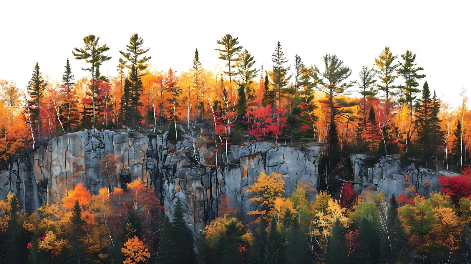 Dramatic Backlit Cliff with Autumn Trees — free download from Dotvec