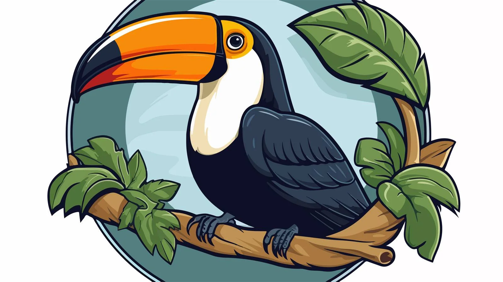 Exotic Toucan Badge on Branch — free download from Dotvec