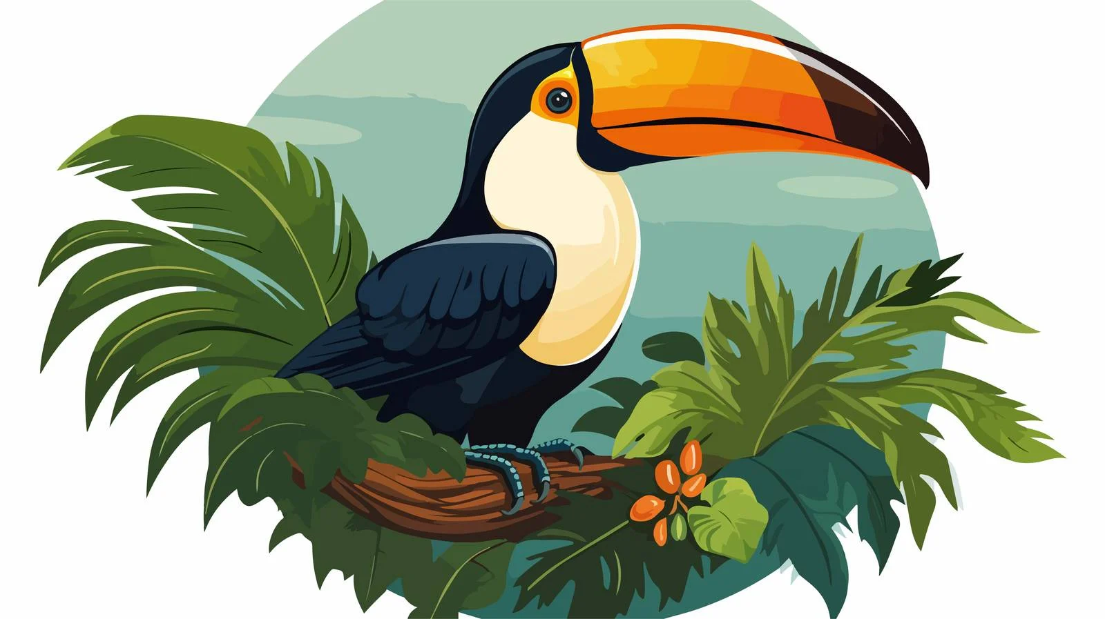 Toucan Tropical Badge on Branch — free download from Dotvec