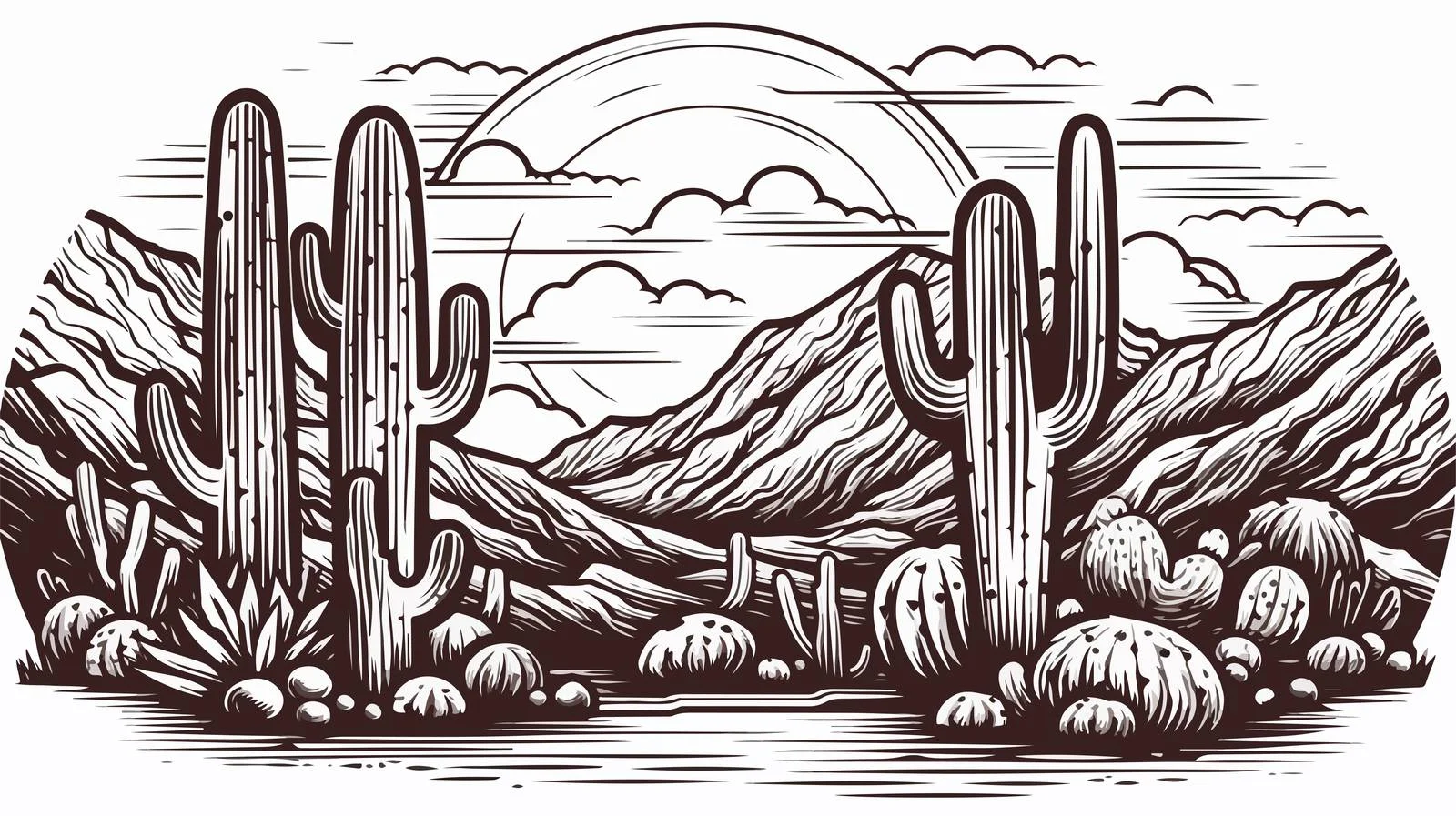 Mountain Cactus Badge Illustration — free download from Dotvec