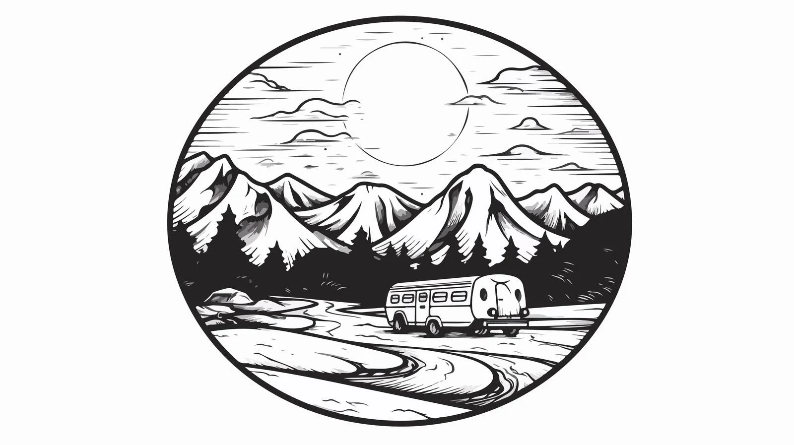 Mountain Road Badge at Night — free download from Dotvec
