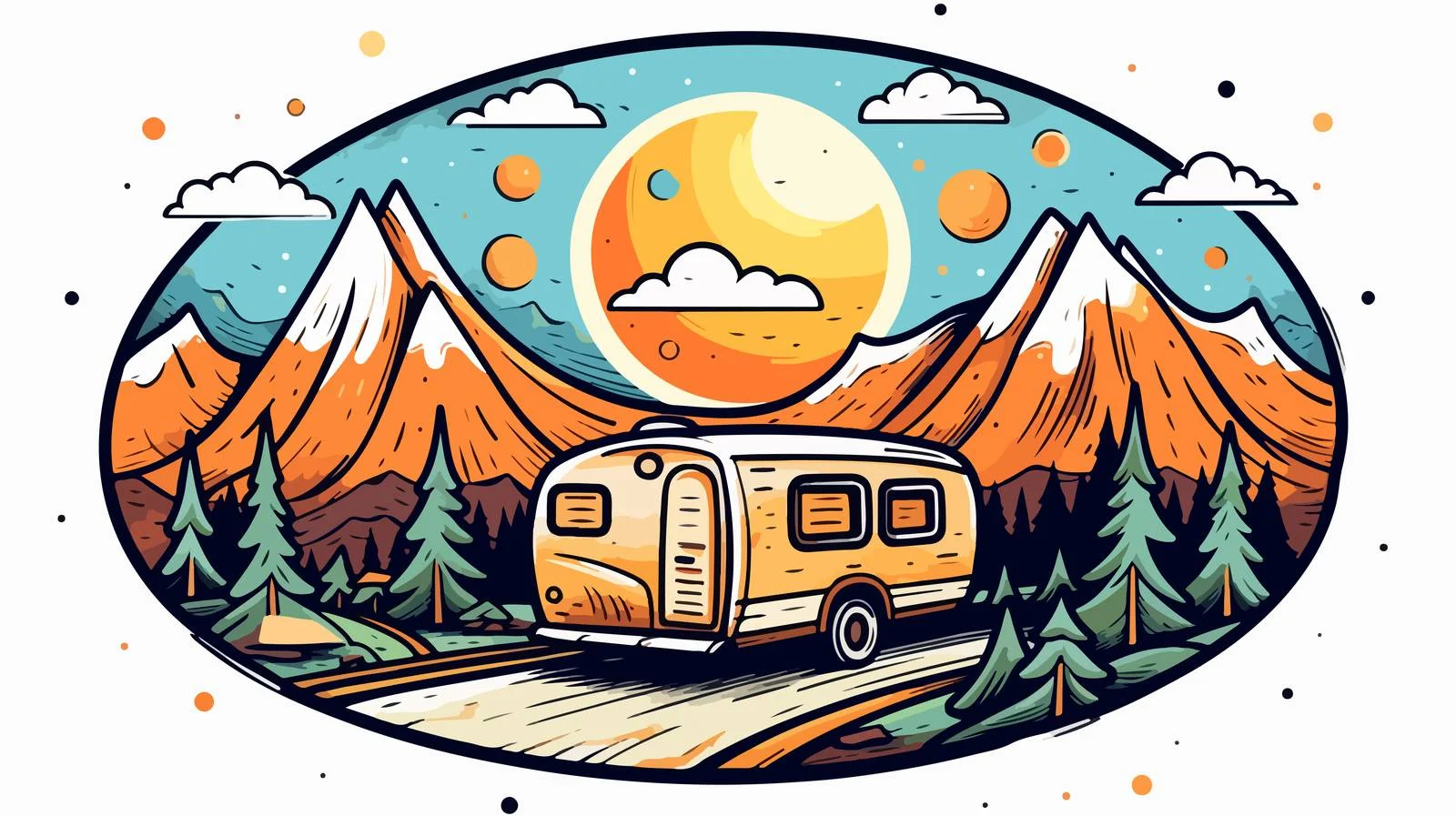 Doodle Style Mountain Badge Design — free download from Dotvec