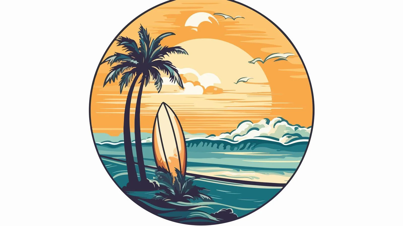 Beach-themed Badge Design — free download from Dotvec