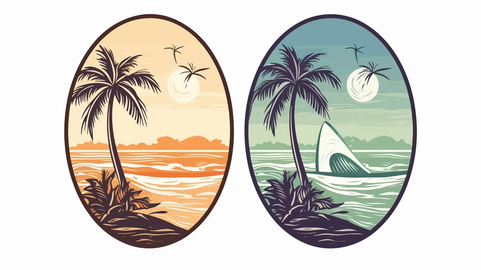 Tropical Beach Badge Design — free download from Dotvec