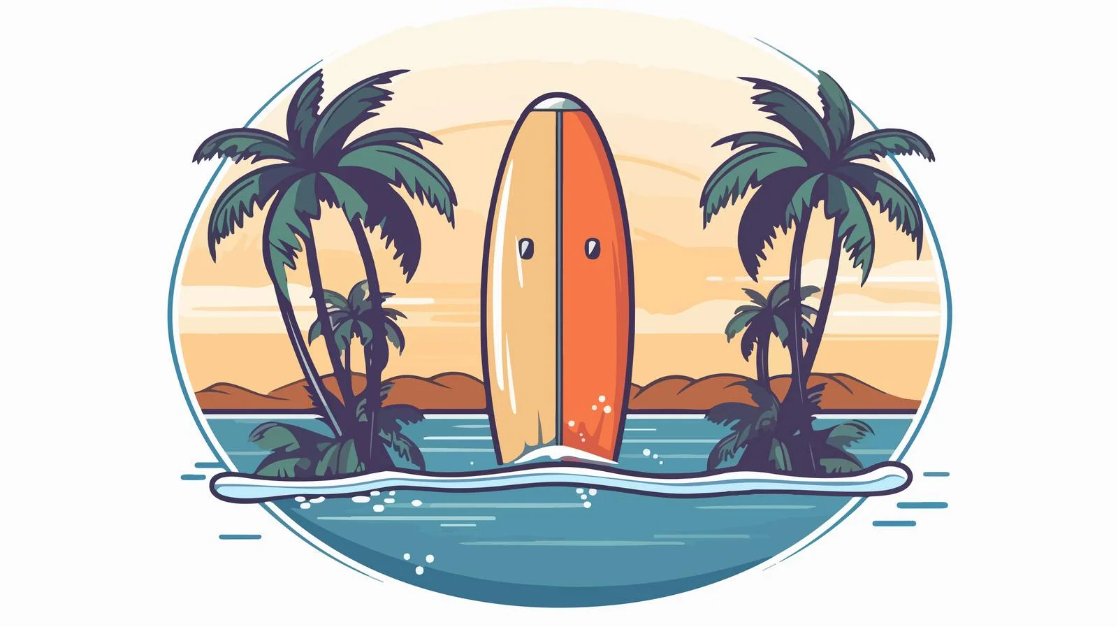Tropical Surf Badge Design — free download from Dotvec