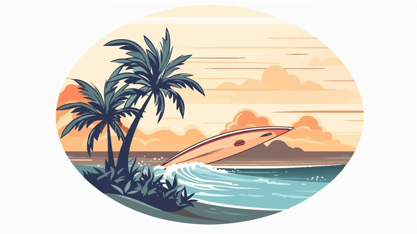 Tropical Surf Badge Design — free download from Dotvec